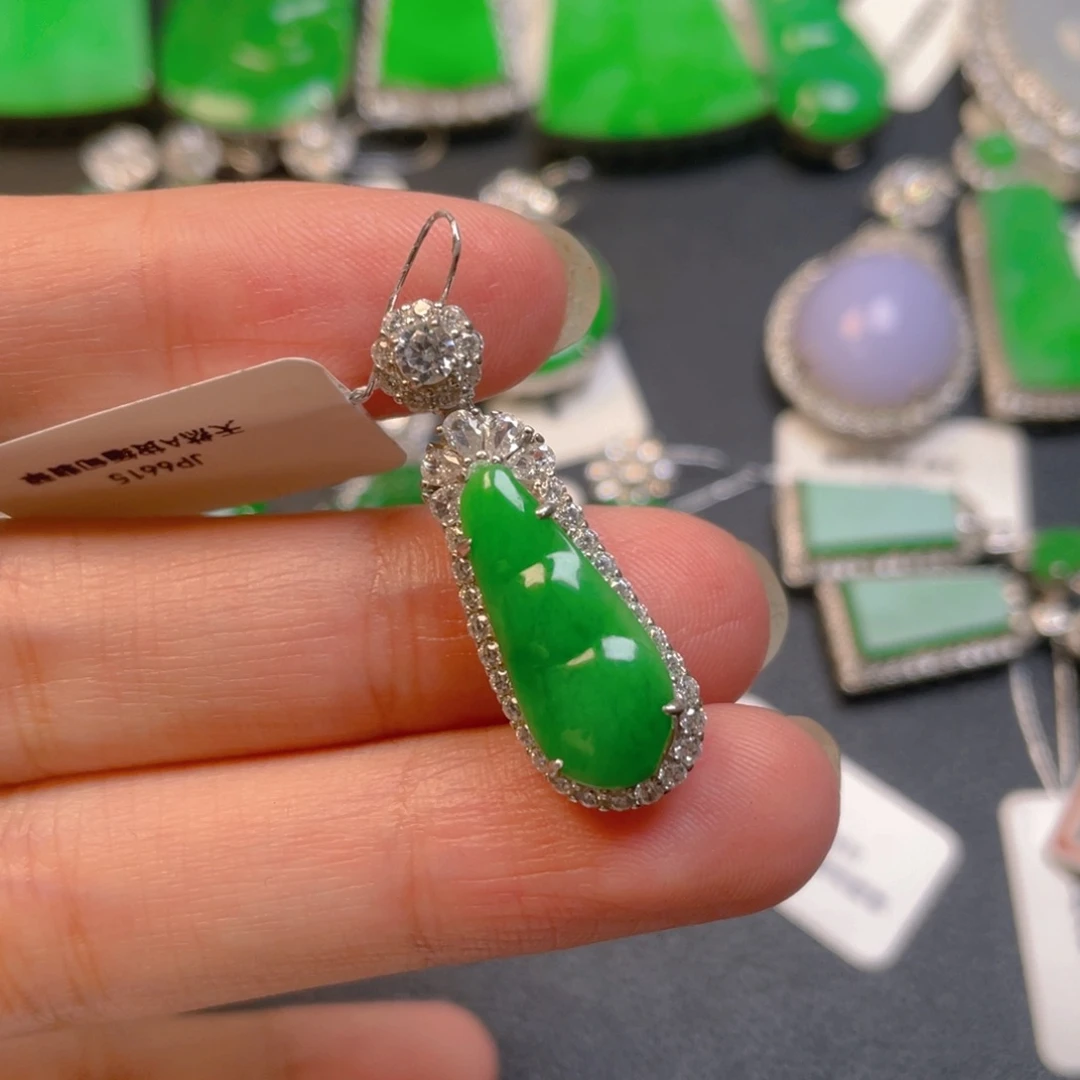 翡翠银S925镶嵌吊坠(不含链)