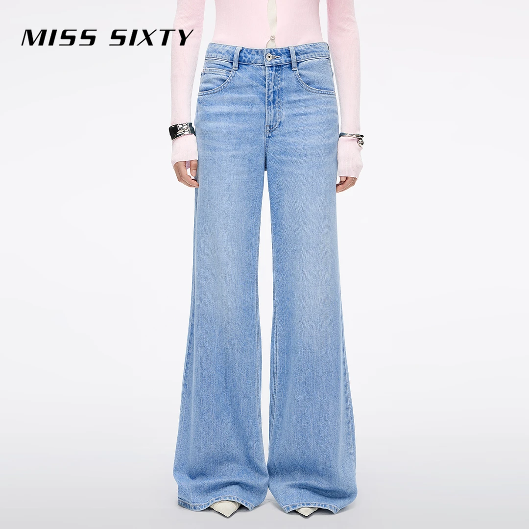 Miss Sixty2025夏季新款含醋酸牛仔裤女中腰微喇叭裤梨形显瘦