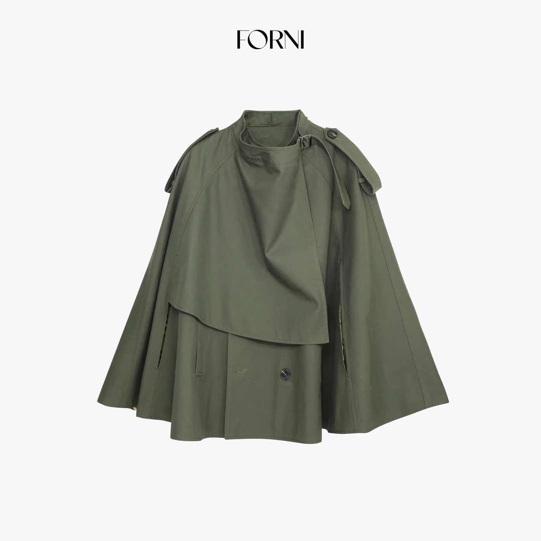 FORNI 女巫斗篷风衣 高密100匹马棉斗篷短风衣