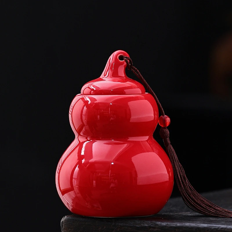 陶瓷葫芦茶叶罐色釉通用药丸香粉茶叶包装盒密封罐药材干果储藏盒