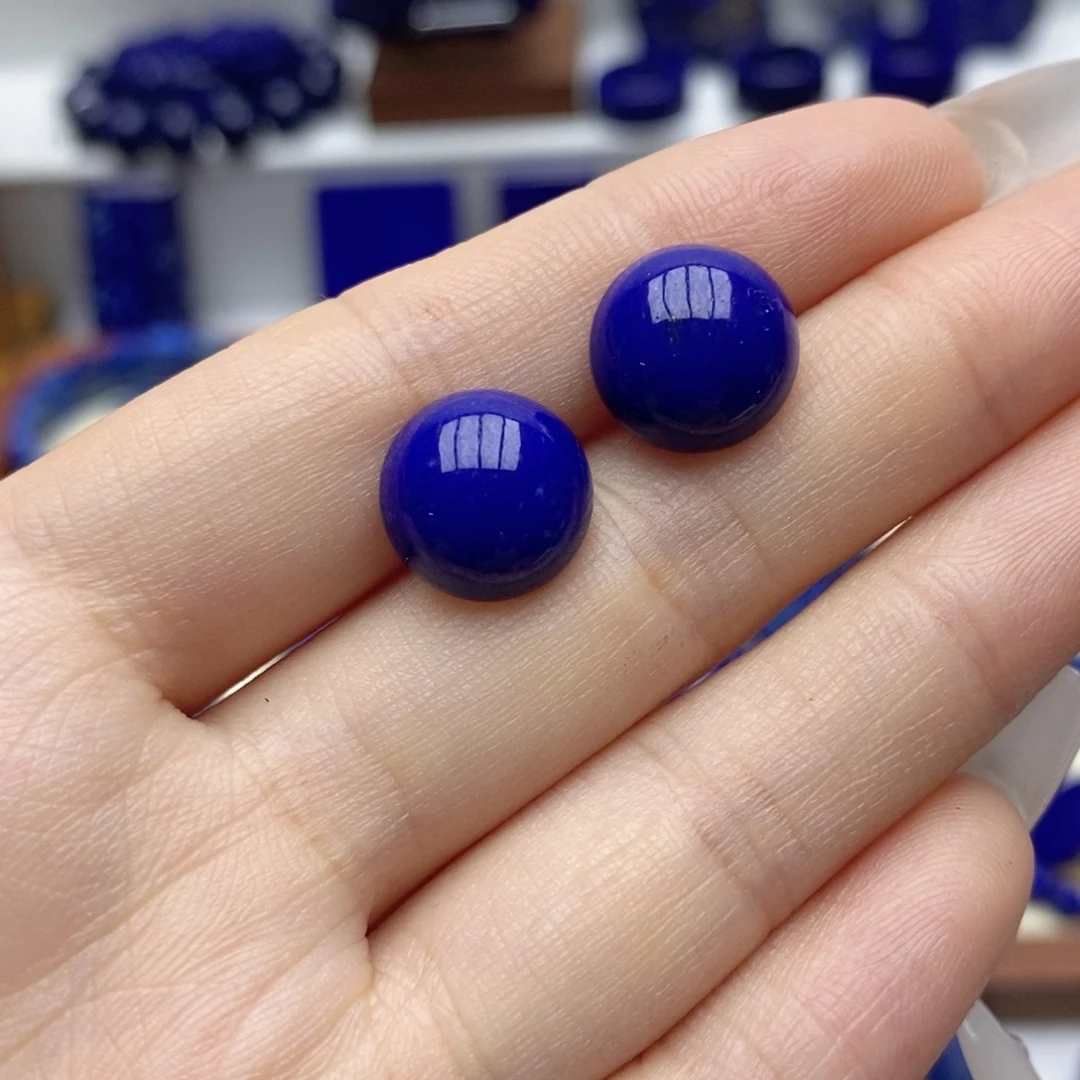 青金石未镶嵌耳饰12mm