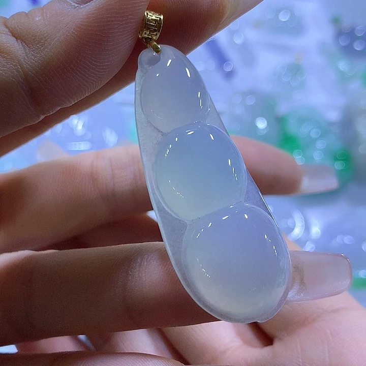 翡翠18K金镶嵌颈饰天然翡翠A货吊坠