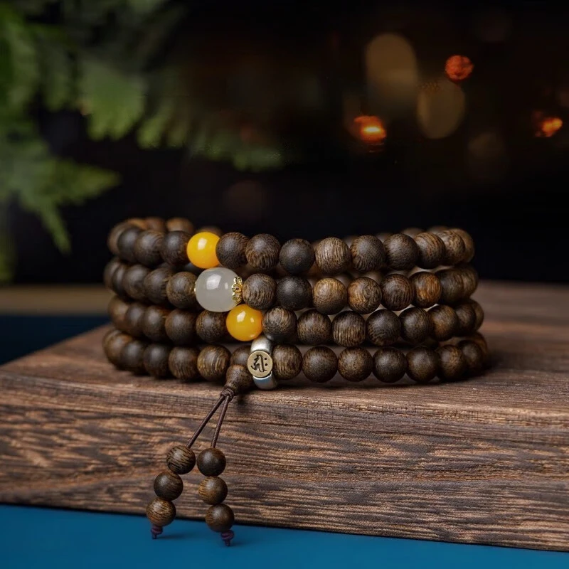 增香沉香木沉香木手串108颗盘玩木质手链男女款节日礼物