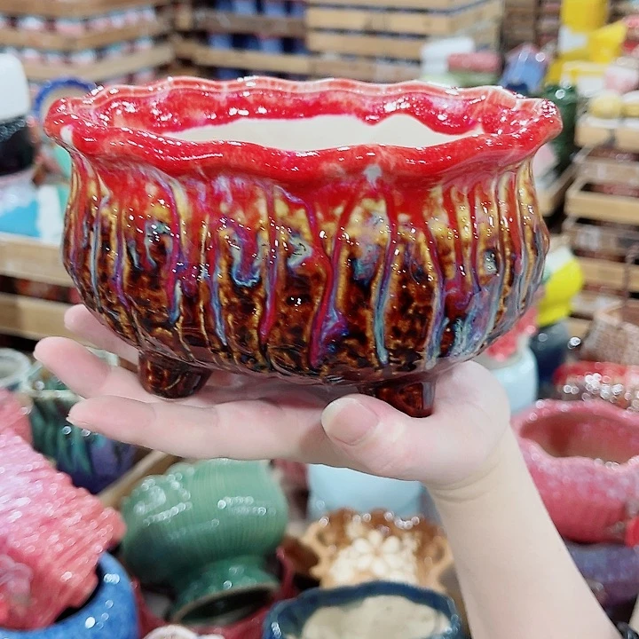 有孔，凑10元包邮陶瓷花盆发货！