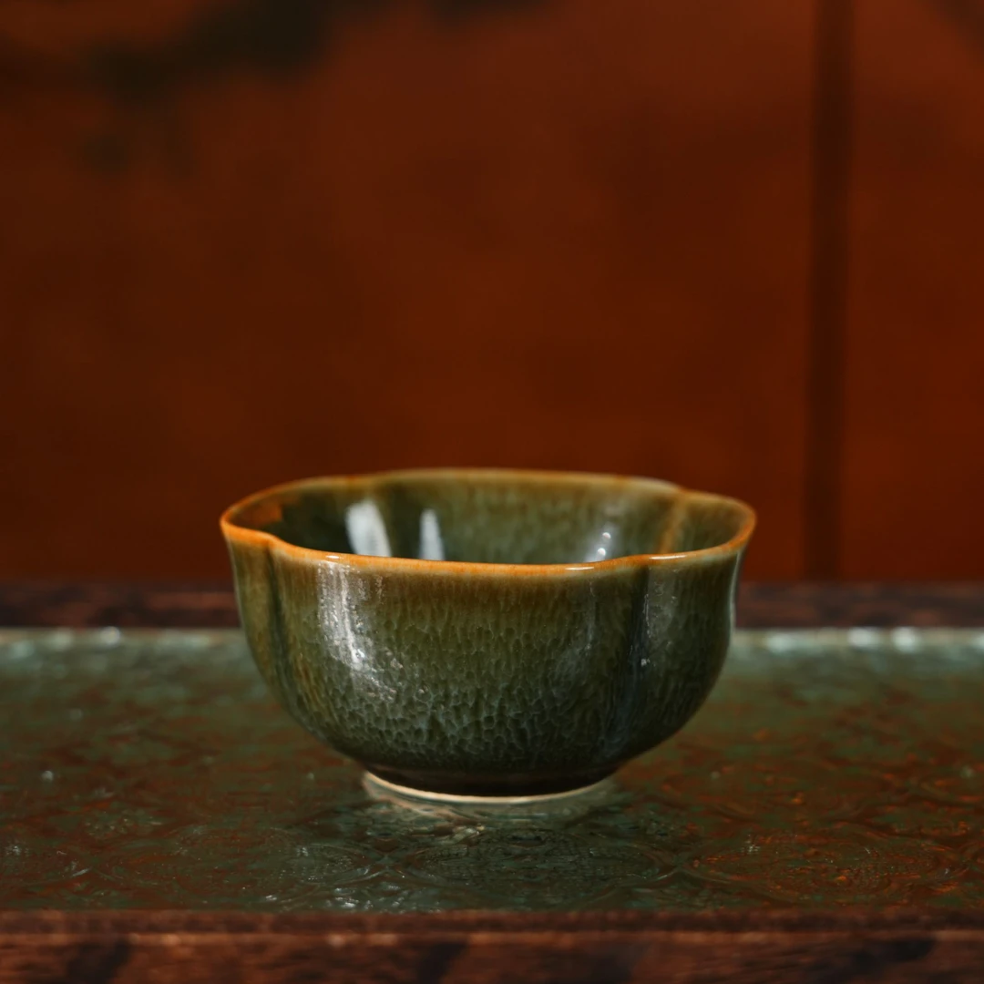 【央广甄瓷】  问鼎格物  鼎色天目/靛蓝款/菱式方杯