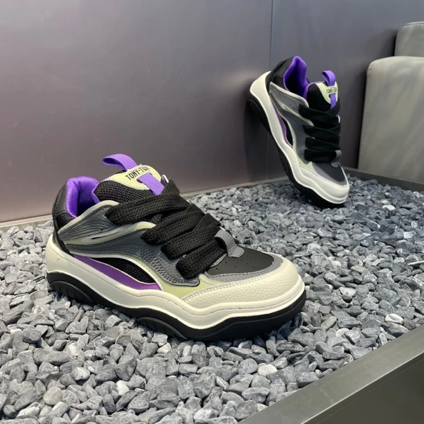 潮牌男鞋秋季新款低帮皮面舒适休闲软底时尚韩版系带百搭网红鞋男