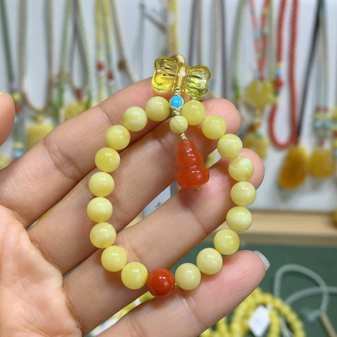 蜜蜡裸石未镶嵌手机链