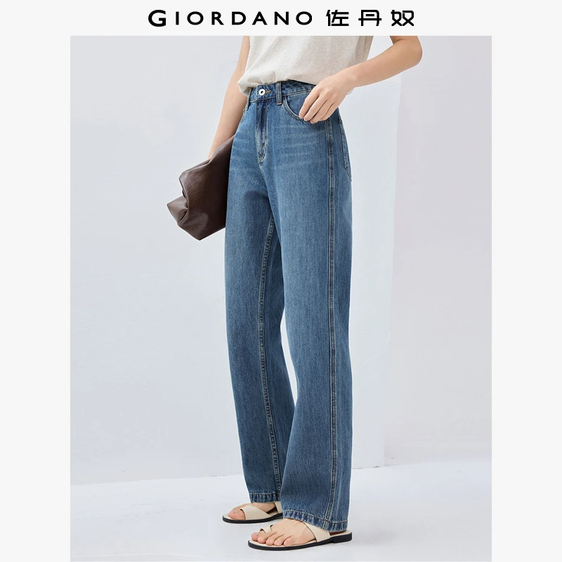 佐丹奴莱赛尔牛仔裤女夏新款直筒显瘦洗水猫须牛仔长裤05415072