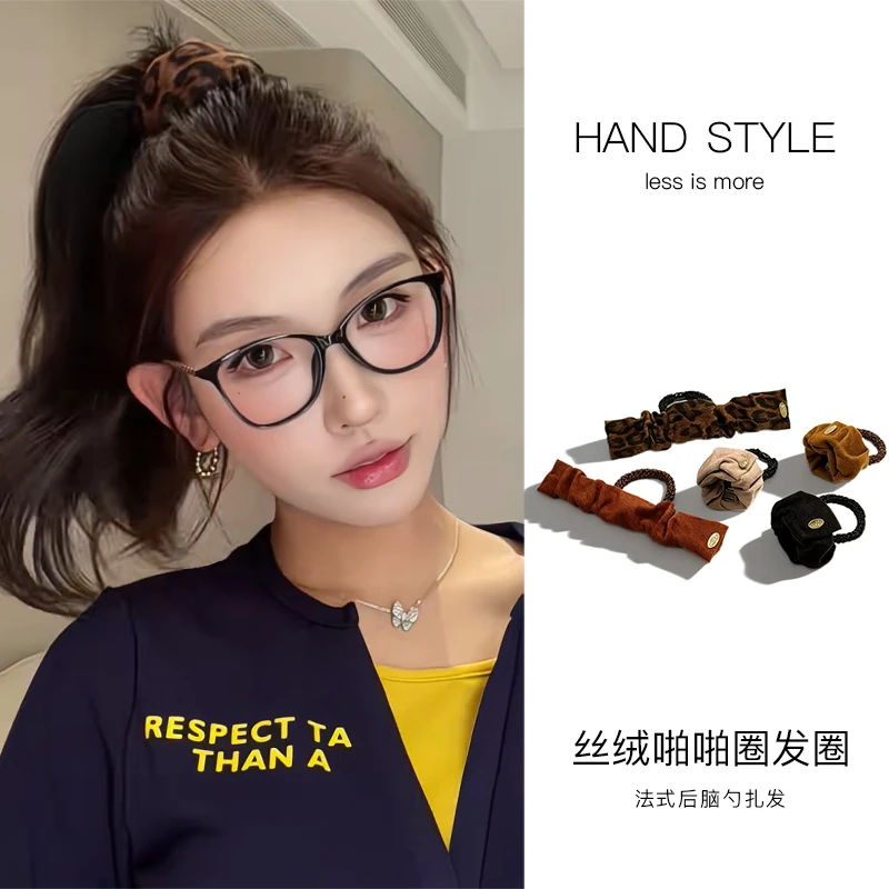 新款高弹力高级感丝绒啪啪圈发圈高马尾显发量不伤发发绳皮筋头饰