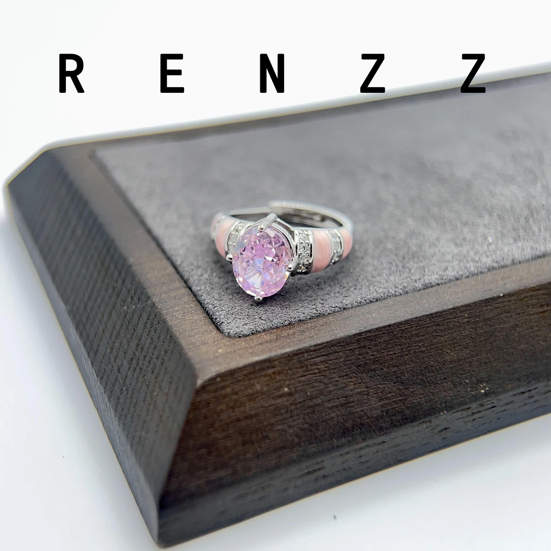 7763粉色方块戒指