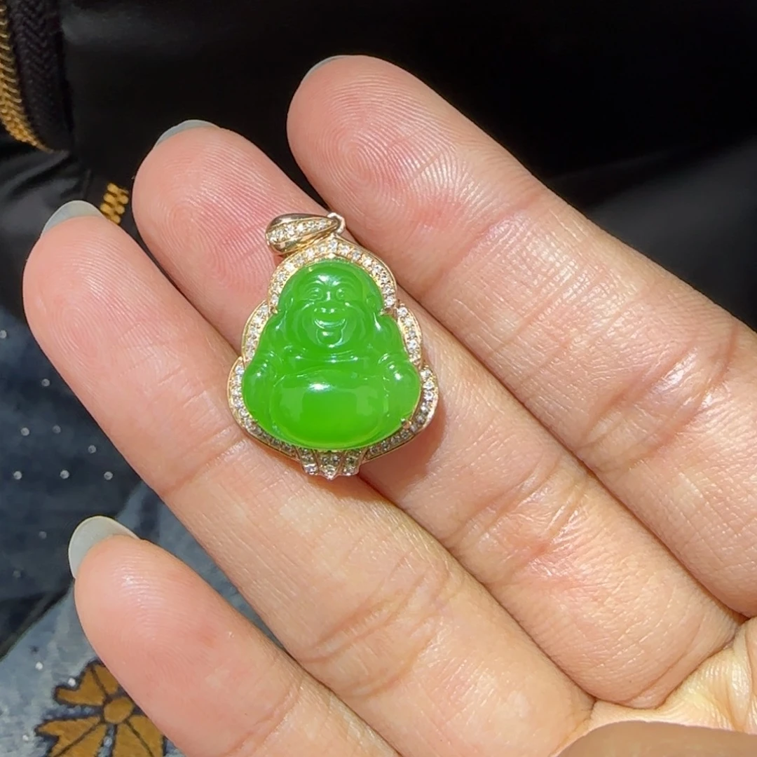 和田玉颈饰18K金镶嵌