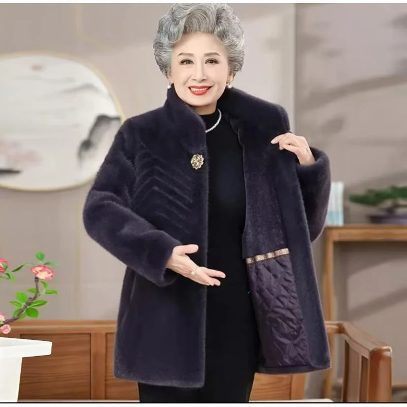 11247-中老年女装妈妈冬装加绒加厚外套中老年中年加厚外套【李亚】