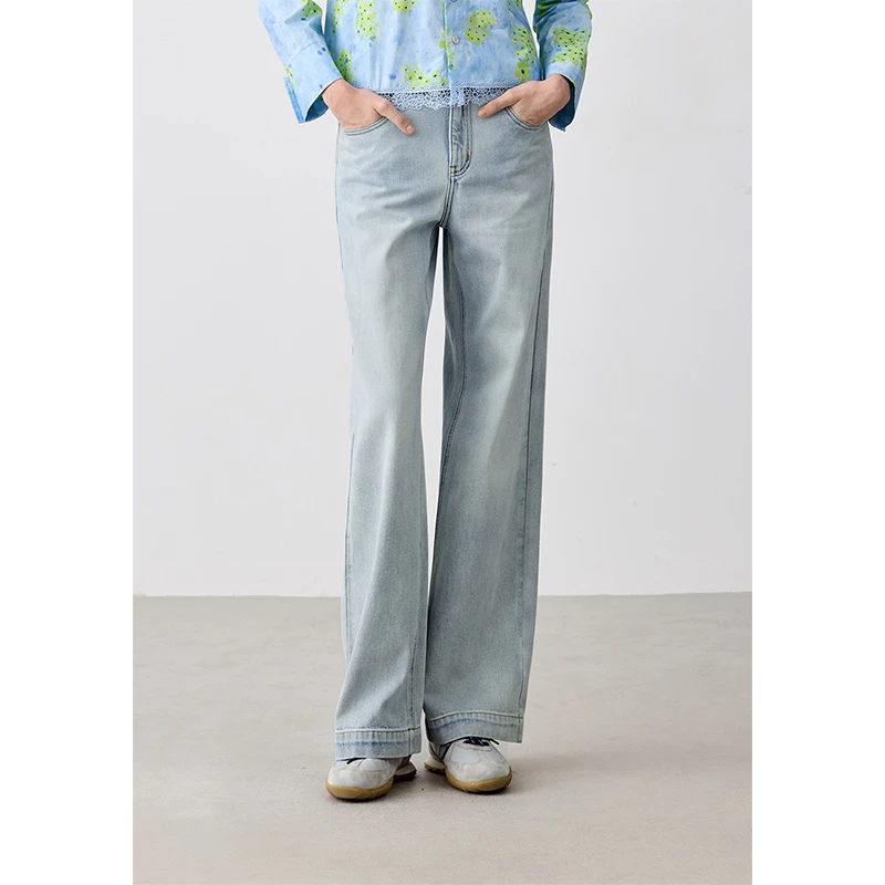 PLAIN PEOPLE气质薄荷曼波运动时髦水高腰阔腿裤女装灰蓝色25夏