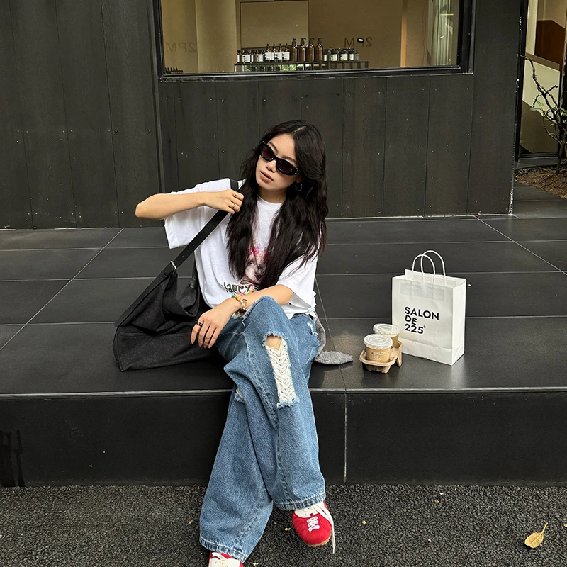 Seyora【宠趣悠然】精棉韩系可爱卡通印花宽松短袖T恤 T34677SY52