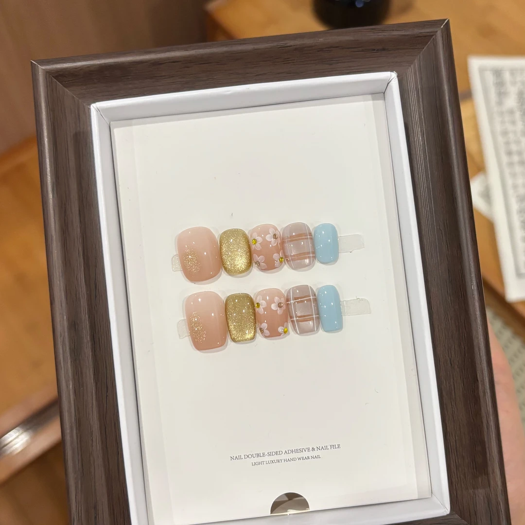 【半格调】纯手工短款工具包穿戴甲猫眼爆款穿戴甲高颜值短穿中长款