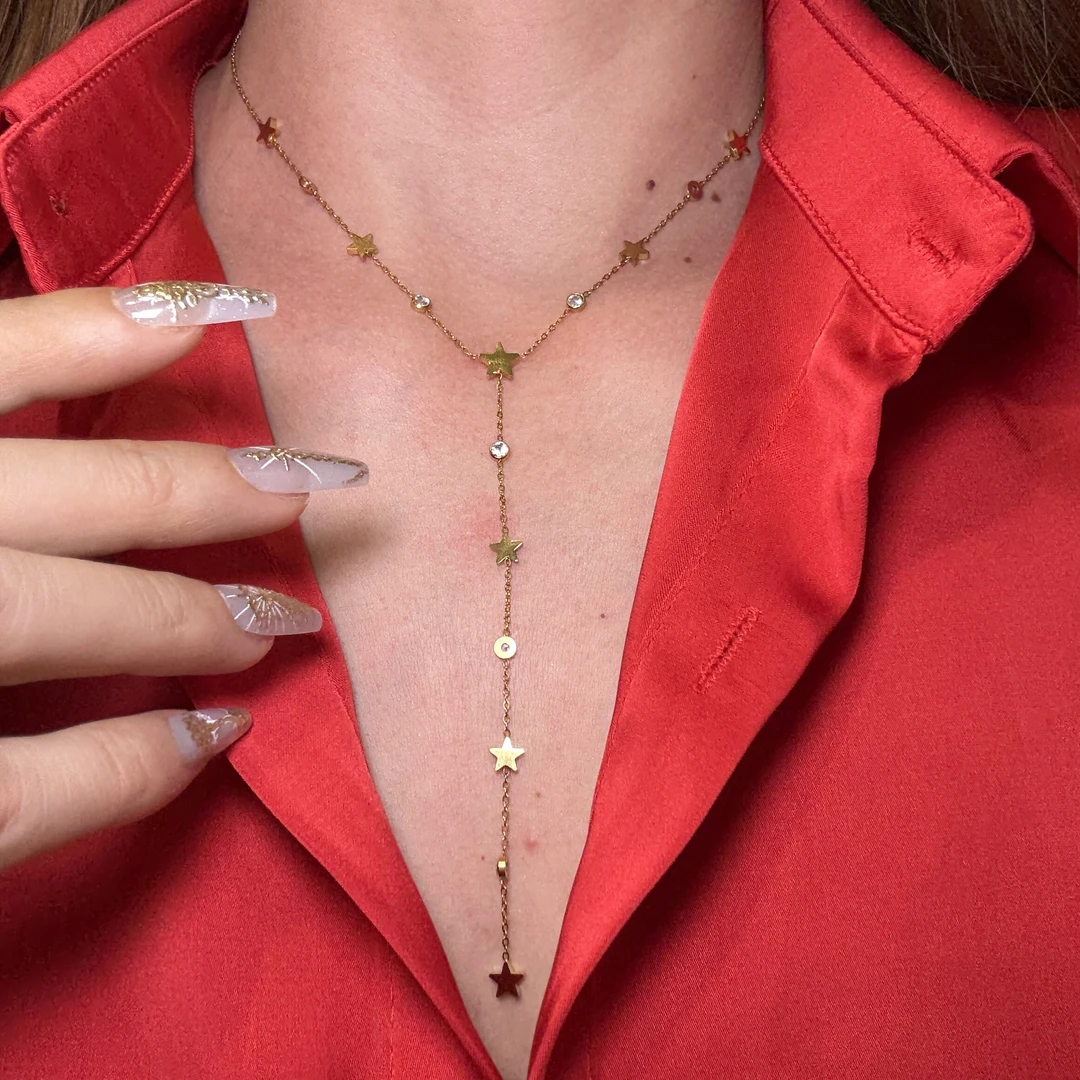 不锈钢项链 星星流苏毛衣链手工素款锁骨链百搭气质轻奢项链1014