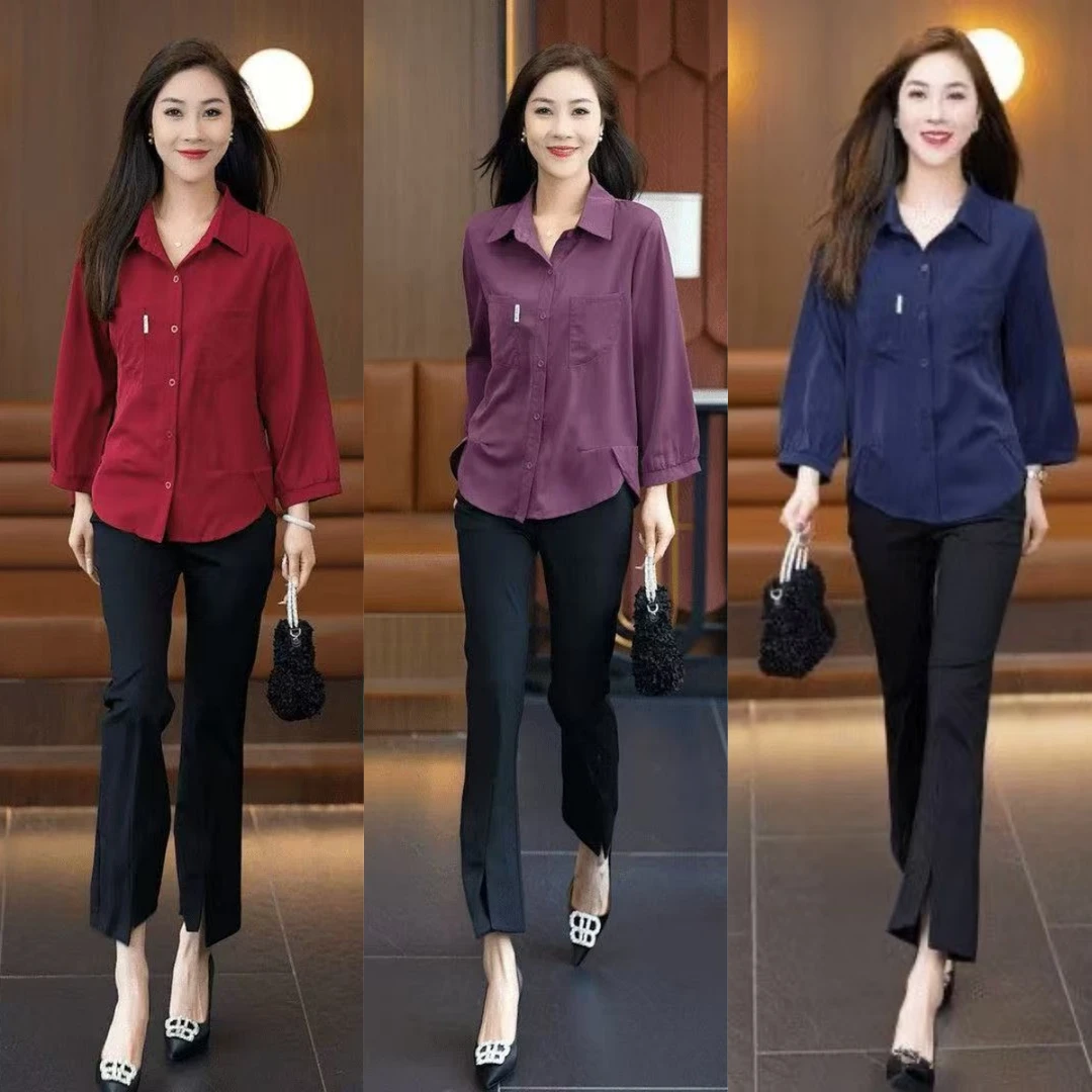 时尚休闲2025洋气气质春季新款宽松显瘦百搭减龄长袖衬衣86512