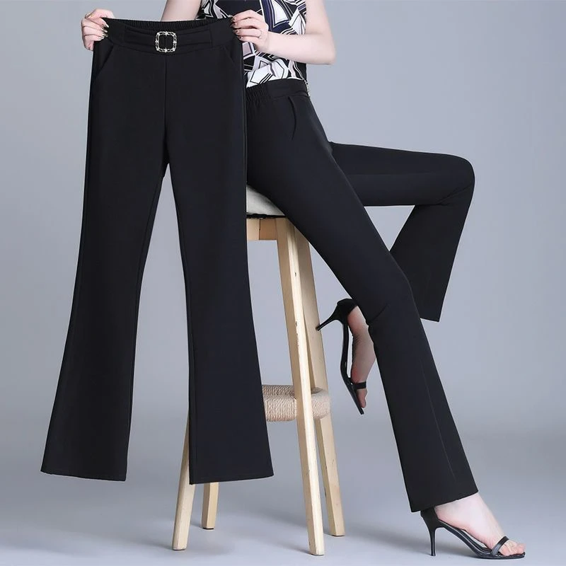 微喇裤女春秋新款高腰女裤垂感长裤子夏季薄款休闲西装喇叭裤