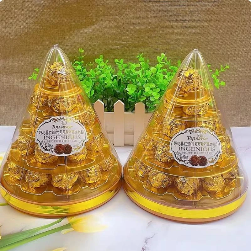 叠塔金语巧心果仁球308g盒装夹心巧克力情人节礼物零食送女友