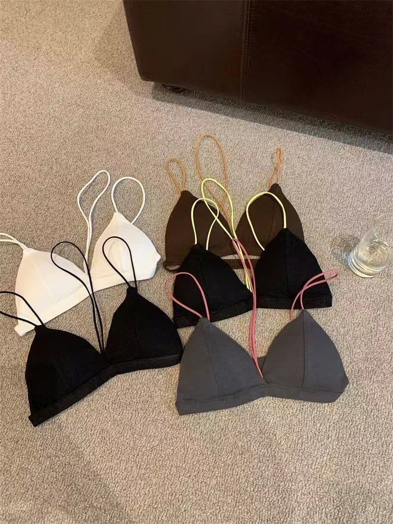 【主播内搭 有运补】性感美背挂脖裹胸拼色薄无钢圈设计感抹胸吊带