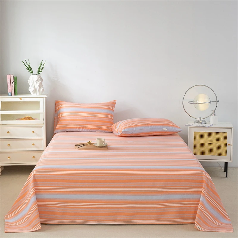 加厚老粗布三件套简约亲肤透气条纹防滑机洗不掉色春季夏季