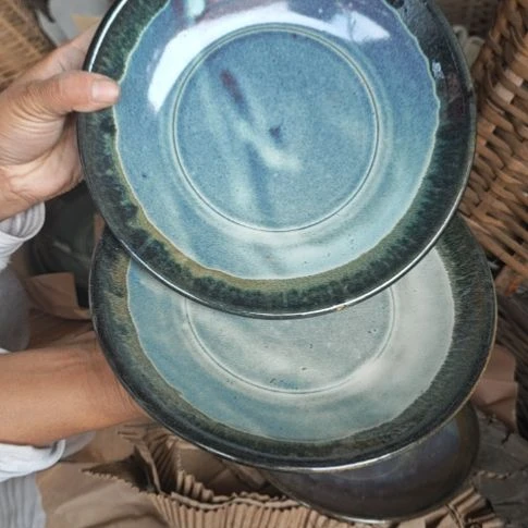 库存微瑕窑变盘子两个