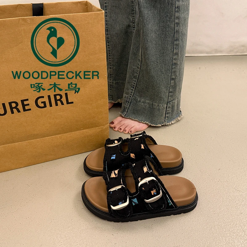 啄木鸟法式厚底凉拖鞋女夏外穿高级感2025超火新款配裙子绝美凉拖