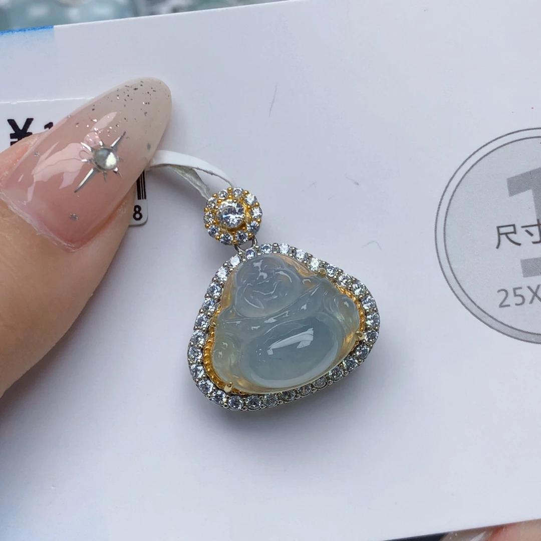 颈饰银S925镶嵌翡翠