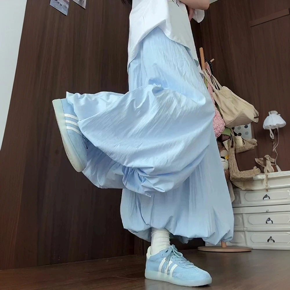 2025夏季新款花苞裙裤女高腰显瘦韩系慵懒灯笼裤必备休闲阔腿裤