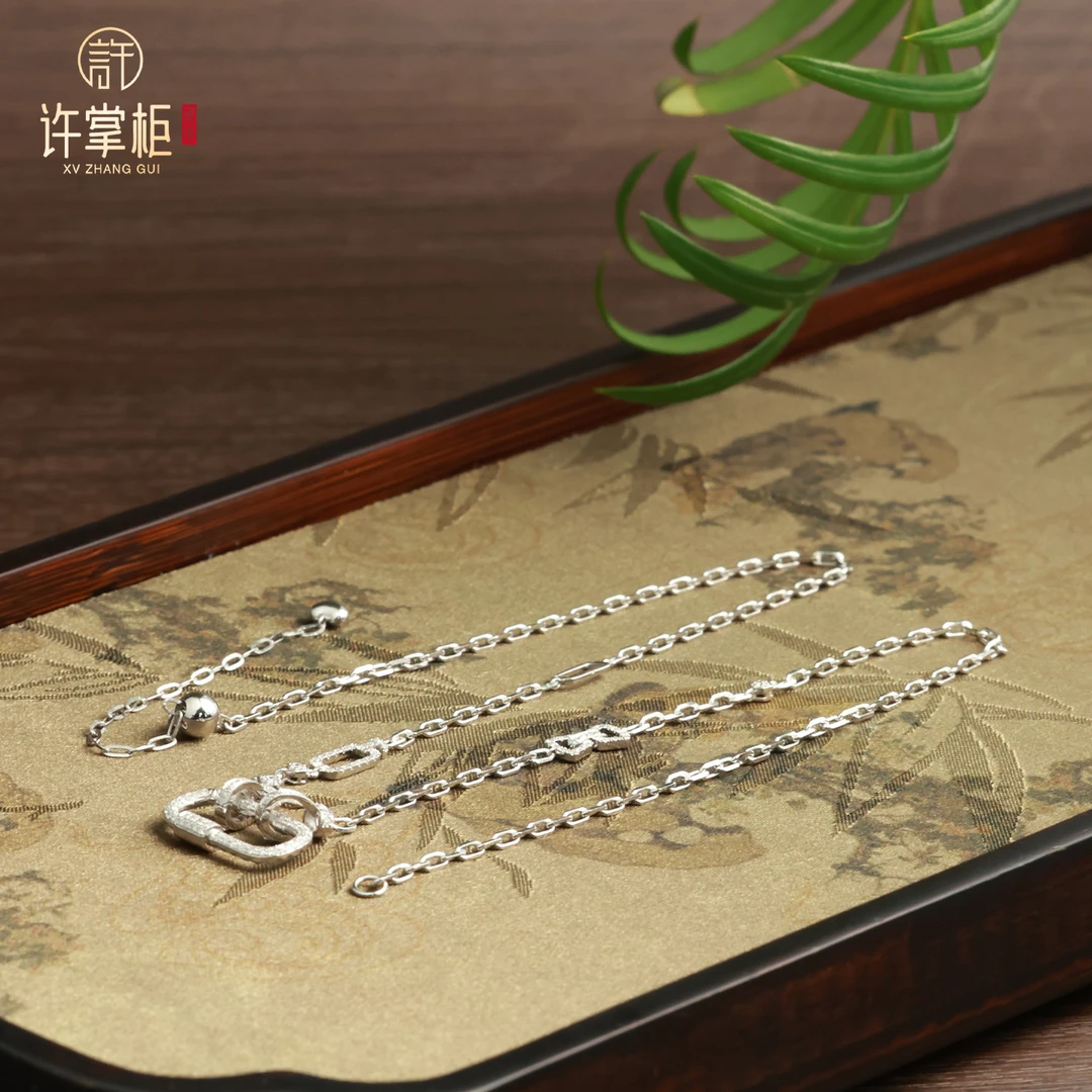 许掌柜｜瑞金盈祥 18K金方扣回形针项链配饰原创优雅长度约49CM