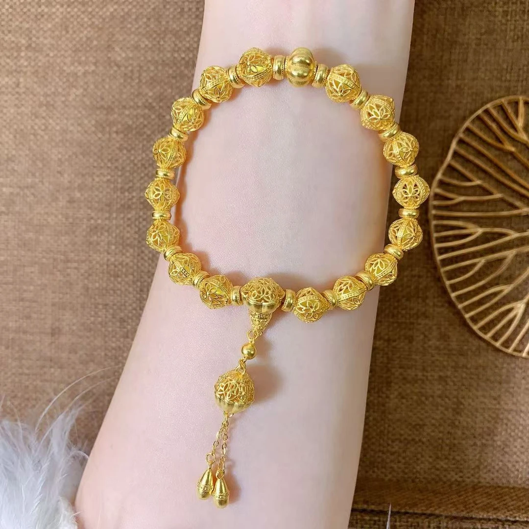 【伟新源】足金999 古法工艺 花丝金瓜送福手串40.38克（19cm）