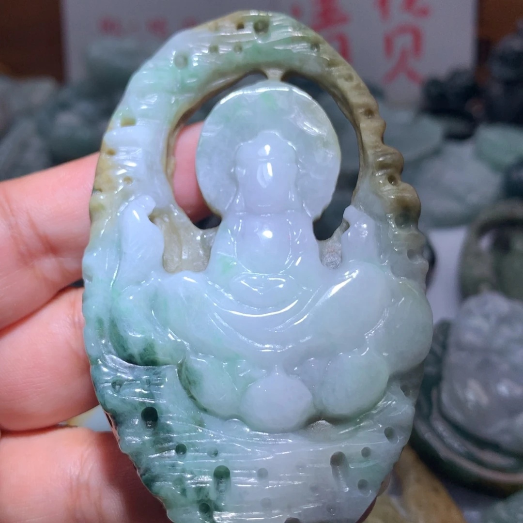 翡翠未镶嵌颈饰保真天然A货翡翠