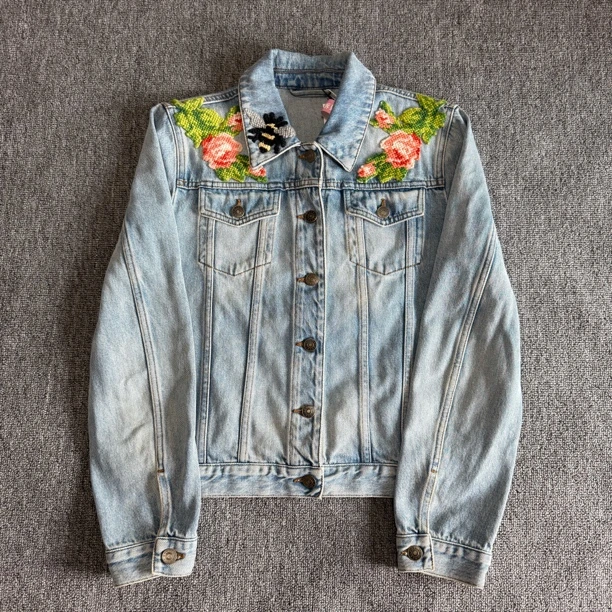99新 GUCCI/古驰 42码/GUCCI 女士牛仔外套刺绣老虎