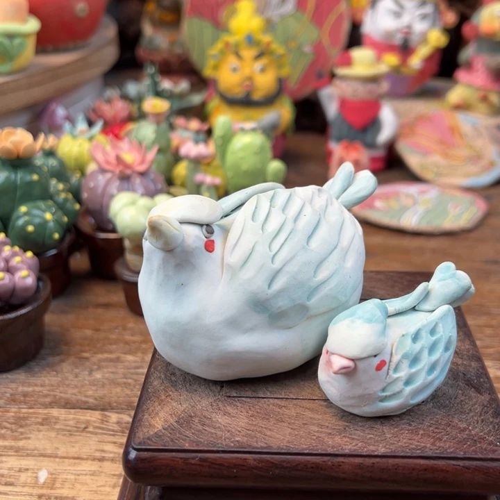 陶摆件小镇青花每日有新品买一送一