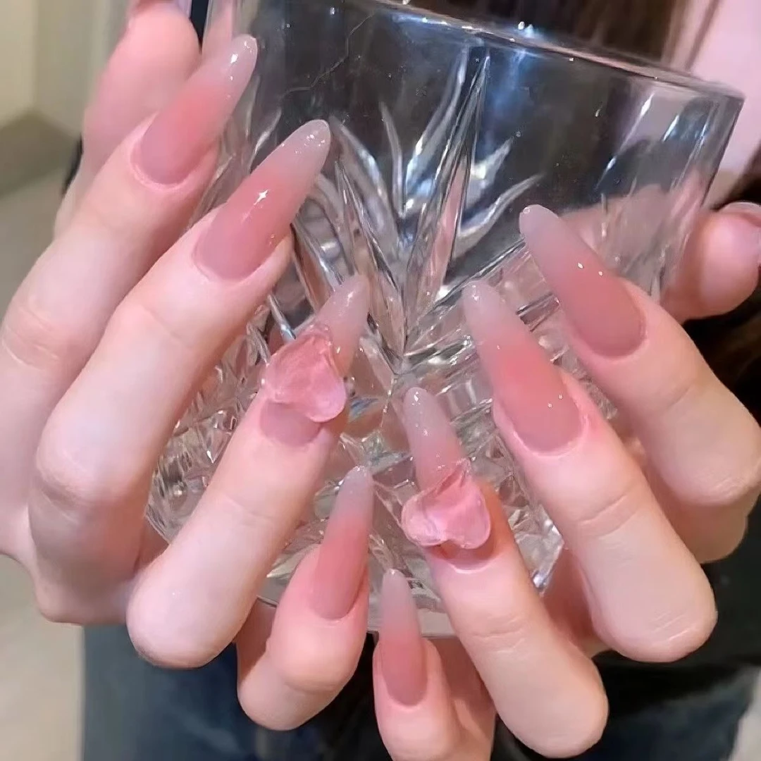 【荔枝冻】手工穿戴甲纯欲腮红透底大歪心美甲款式推荐2025爆款美甲