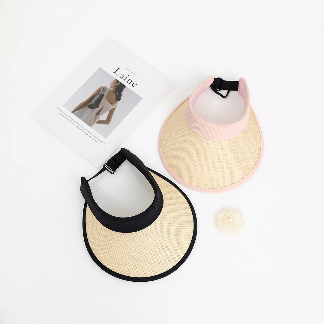 F1710  夏季帽子女拼色空顶户外 防晒帽女 大帽檐无顶