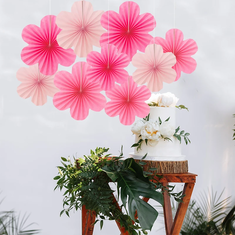 春季花朵9件套折扇装饰清新浪漫用于店面婚礼生日派对等场景布置