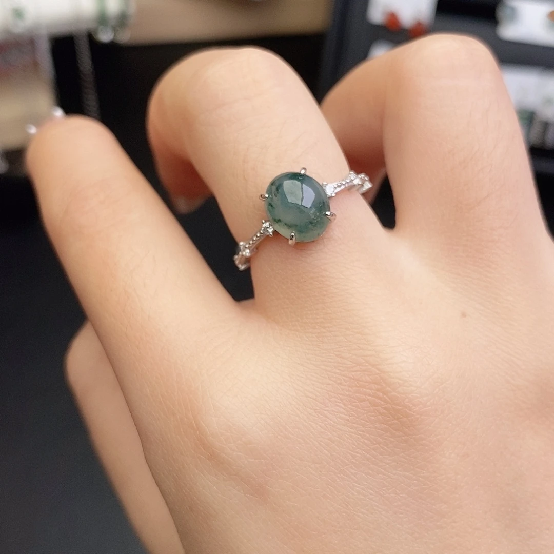 翡翠银S925镶嵌戒指