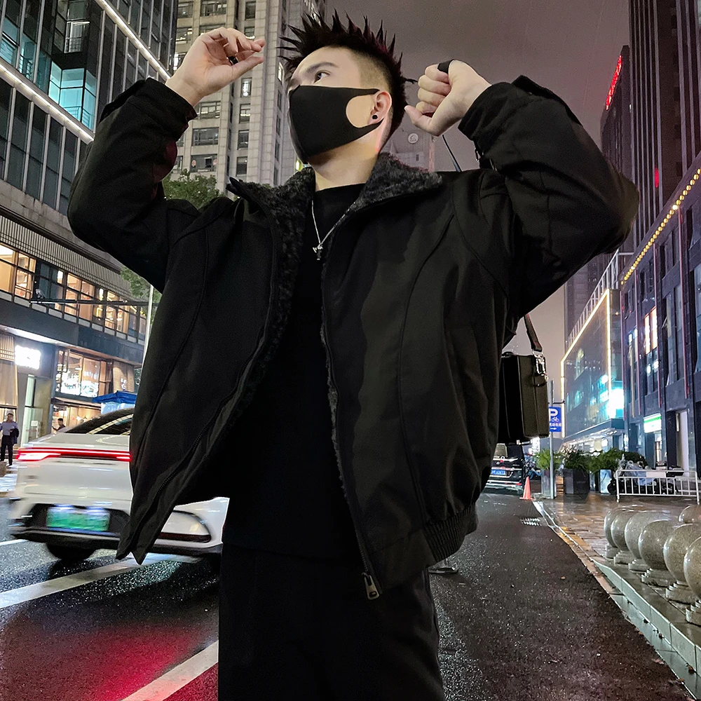 高级感休闲翻领棉服外套男冬装加厚保暖棉袄时尚痞帅短款毛领棉衣