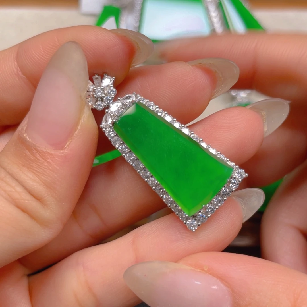 翡翠银S925镶嵌挂件