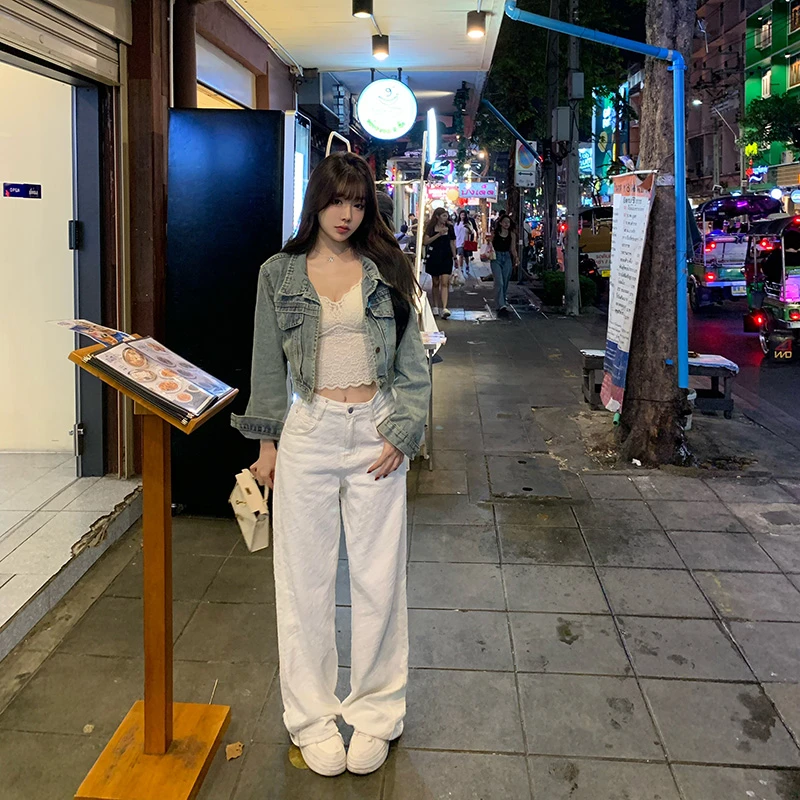 Liuu嘻嘻阿美式高街直筒牛仔裤女春季新款松弛感宽松垂感百搭长裤