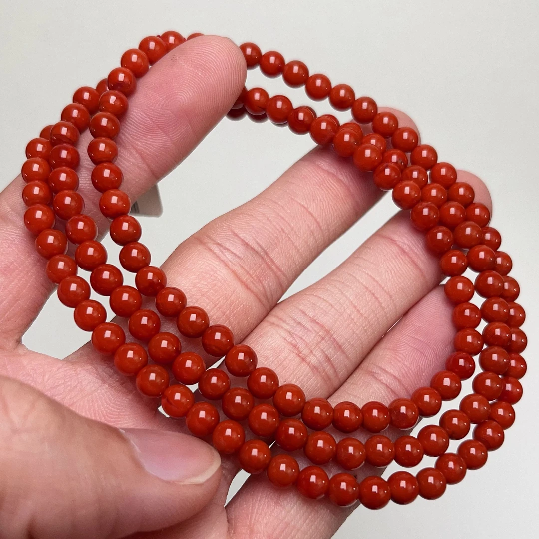 557C02凉山瓦西料南红柿子锦多圈手串