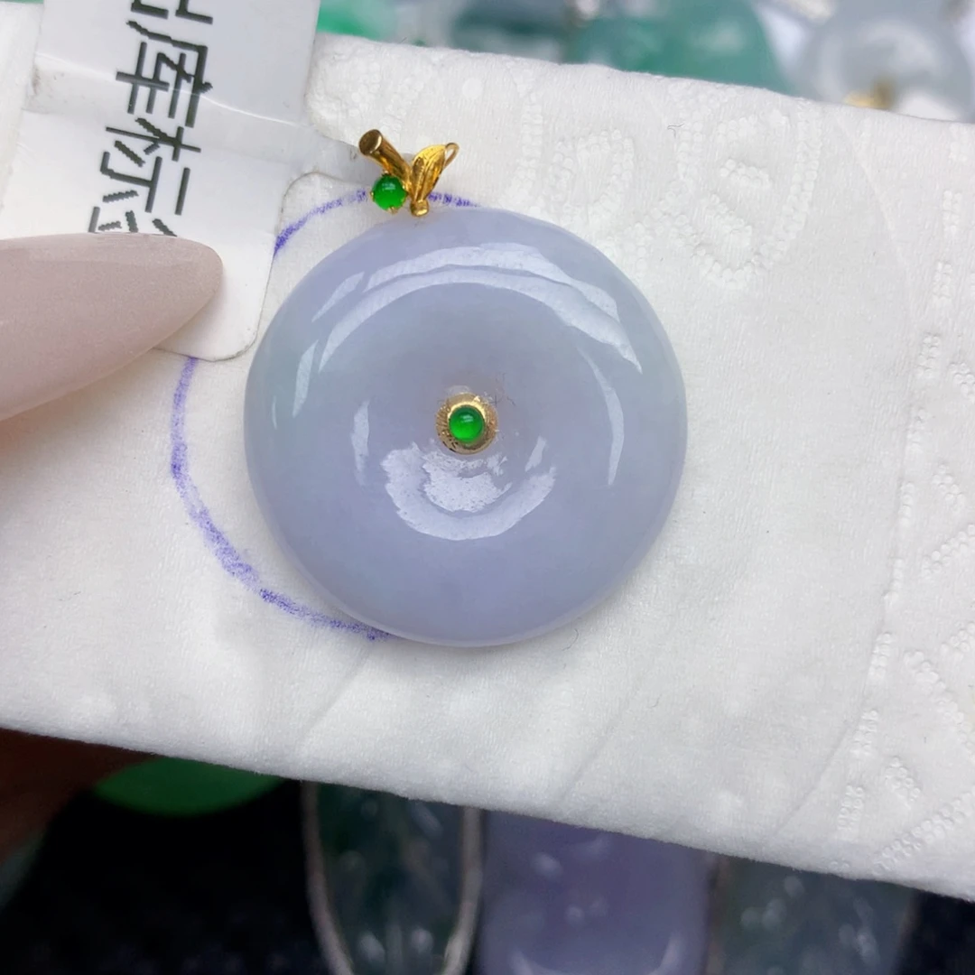 翡翠18K金镶嵌颈饰天然缅甸翡翠a货百元以上9元证书费自理