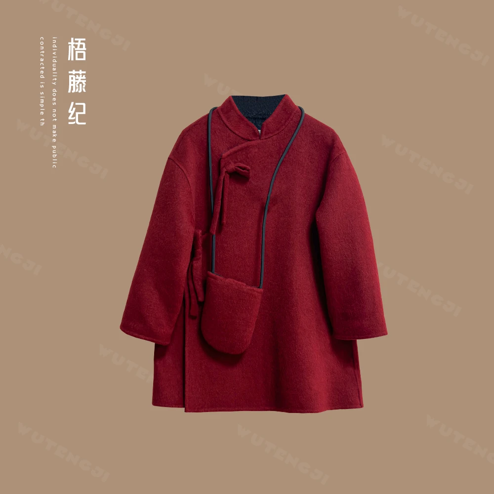 【司遥】纯手工秋冬双面呢2025秋冬女童新款中长款大衣外套24DY108