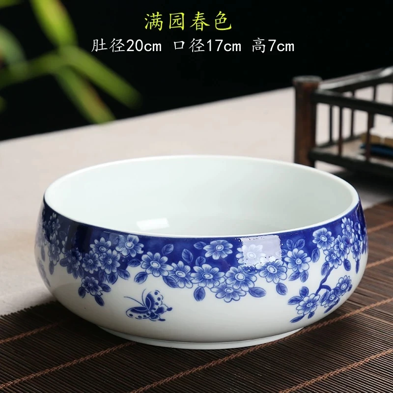 蝶恋花茶洗茶渣缸水洗茶碗陶瓷功夫茶具配件@492