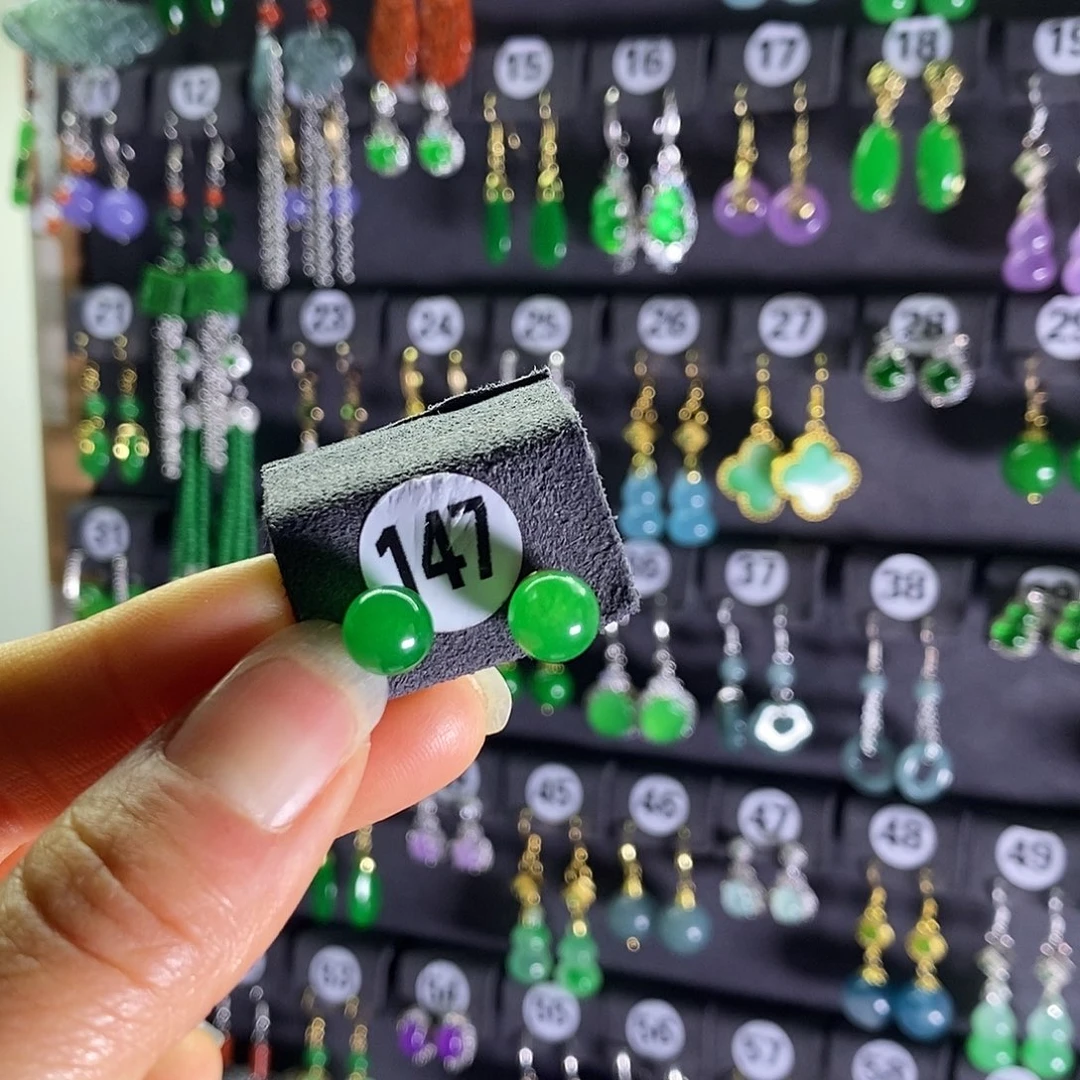 银S925镶嵌翡翠耳饰147