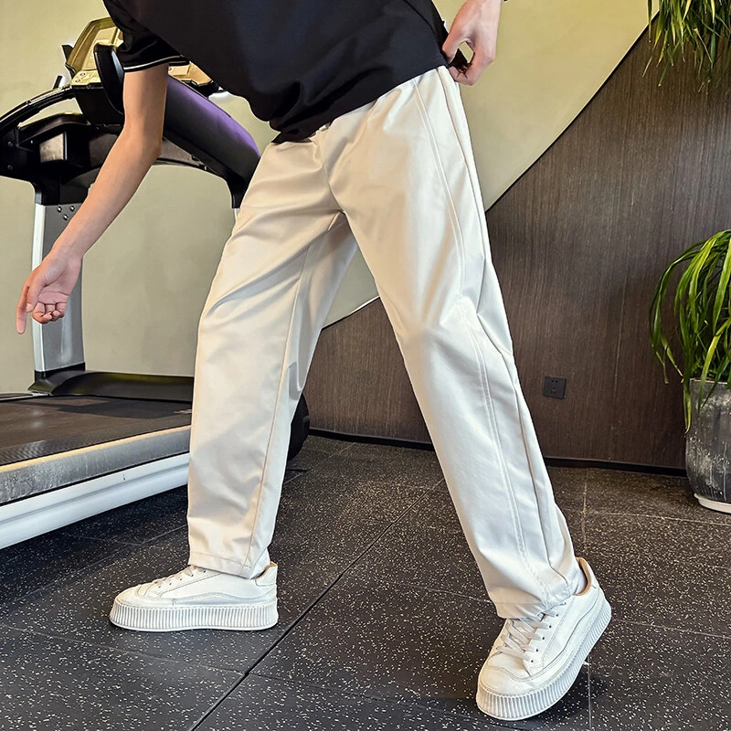 春夏直筒裤潮牌简约弯刀裤