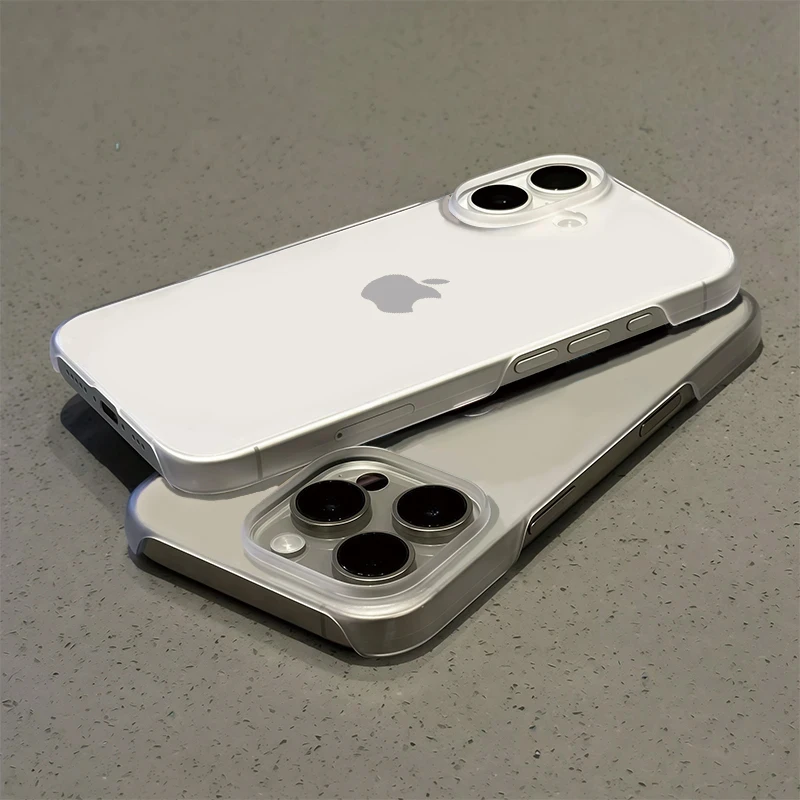 无边框PC磨砂硬壳适用iPhone16Promsx手机壳15苹果14散热13简约12
