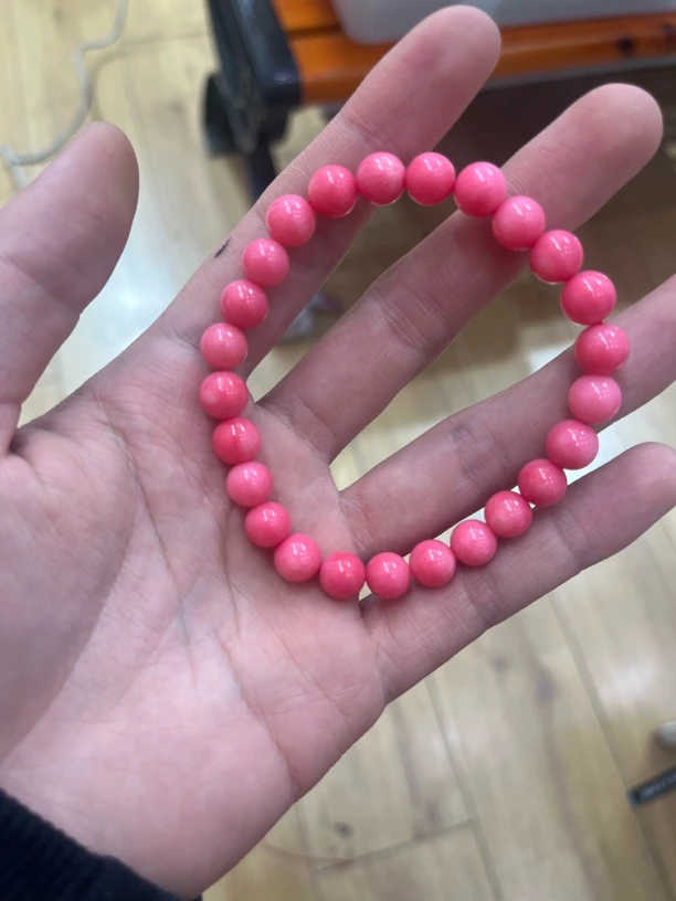 粉色8mm圆珠串珠单圈