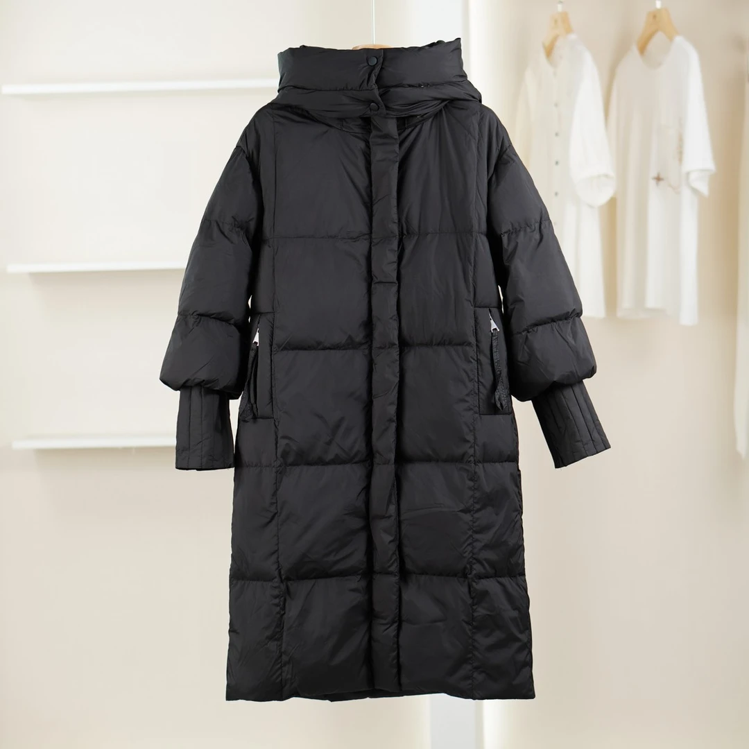 麦迪尚品  5090707 鹅绒长款连帽立领羽绒服冬季女装品牌折扣